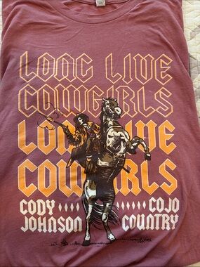 Cody Johnson- Long Live Cowgirls Graphic Tee - Muted Berry with Gold Print